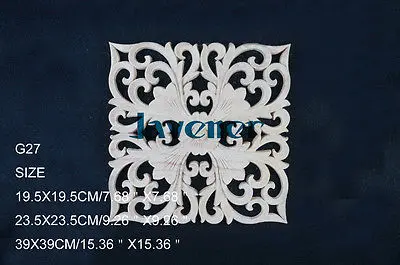 

G27 -23.5x23.5cm Wood Carved Square Onlay Applique Unpainted Frame Door Decal Working carpenter Decoration