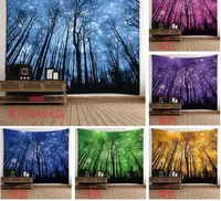 Cosmic Galaxy Starry Sky Tapestry Forest Sun Rays Woods Foliage Print Wall Hanging Home Decor Beach Picnic Yoga Mat Large size