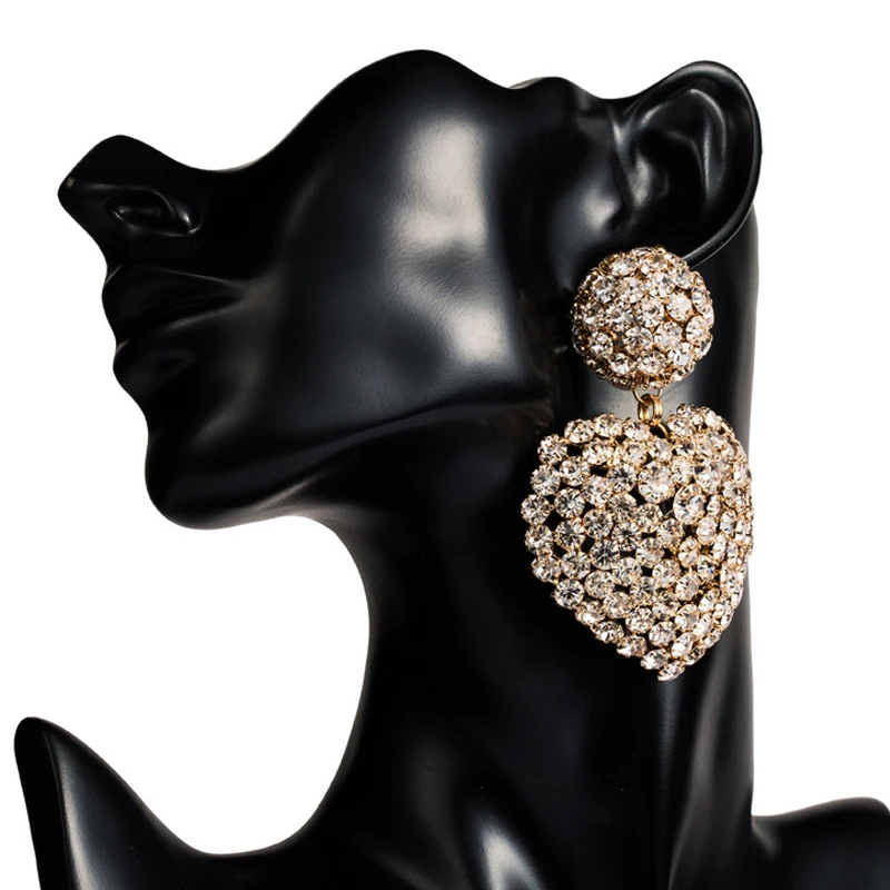 Новое поступление Bling горный хрусталь сердце женские серьги гвоздики в форме