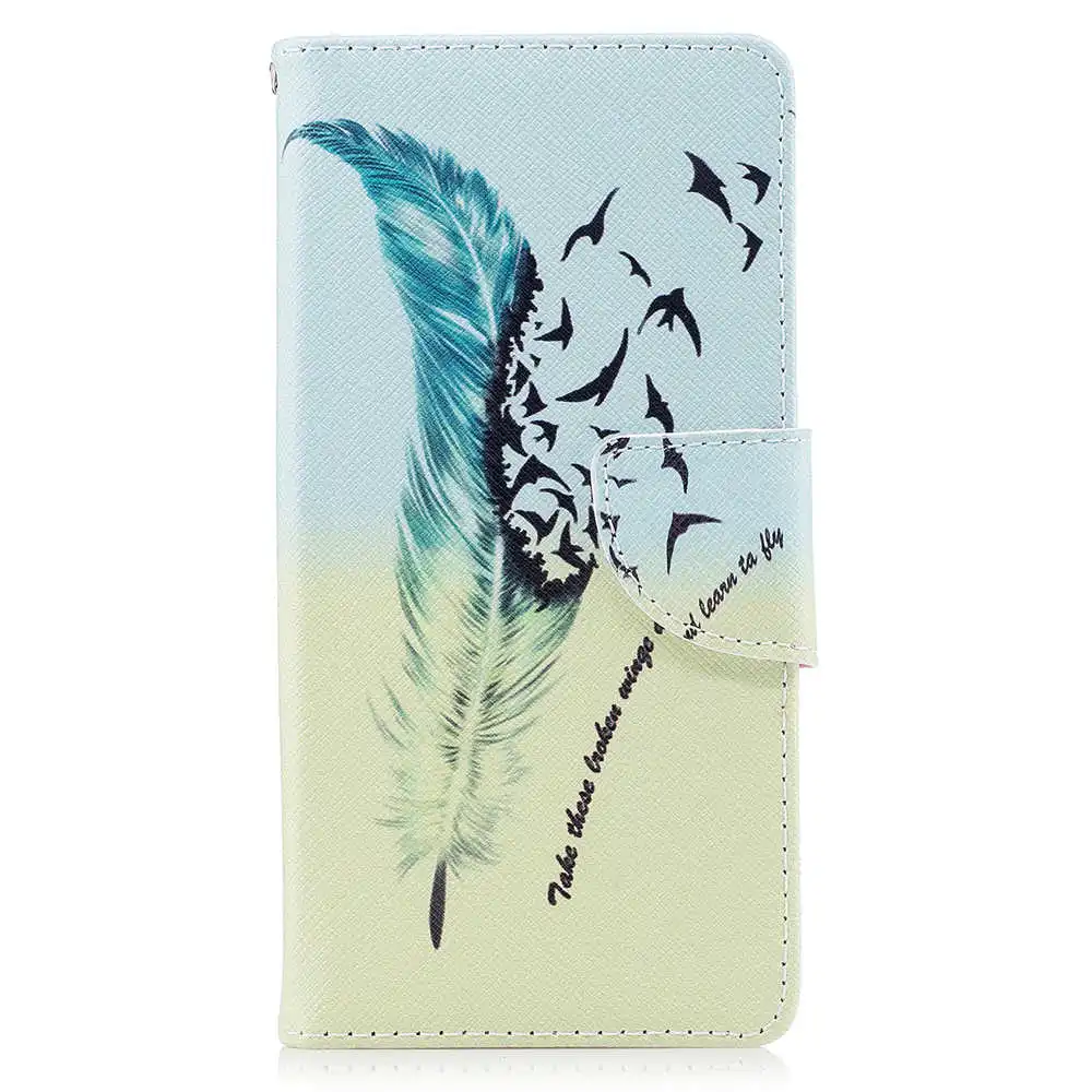 Feather Чехол с откидной крышкой для huawei honor 7C PRO, чехол с принтом из искусственной кожи, чехол-бумажник для карт, чехол-подставка для honor 7c, AUM-L41, милый Модный чехол - Цвет: Feather