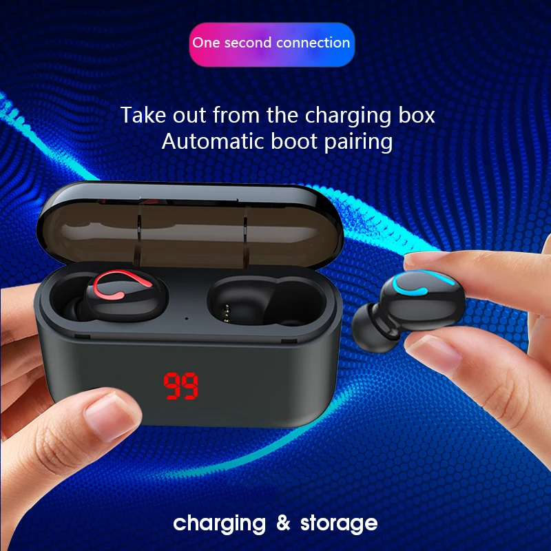 Мини TWS 5,0 Bluetooth 8D стерео наушники беспроводные наушники IPX7 водонепроницаемые наушники спортивные наушники с 2600 мАч power Bank