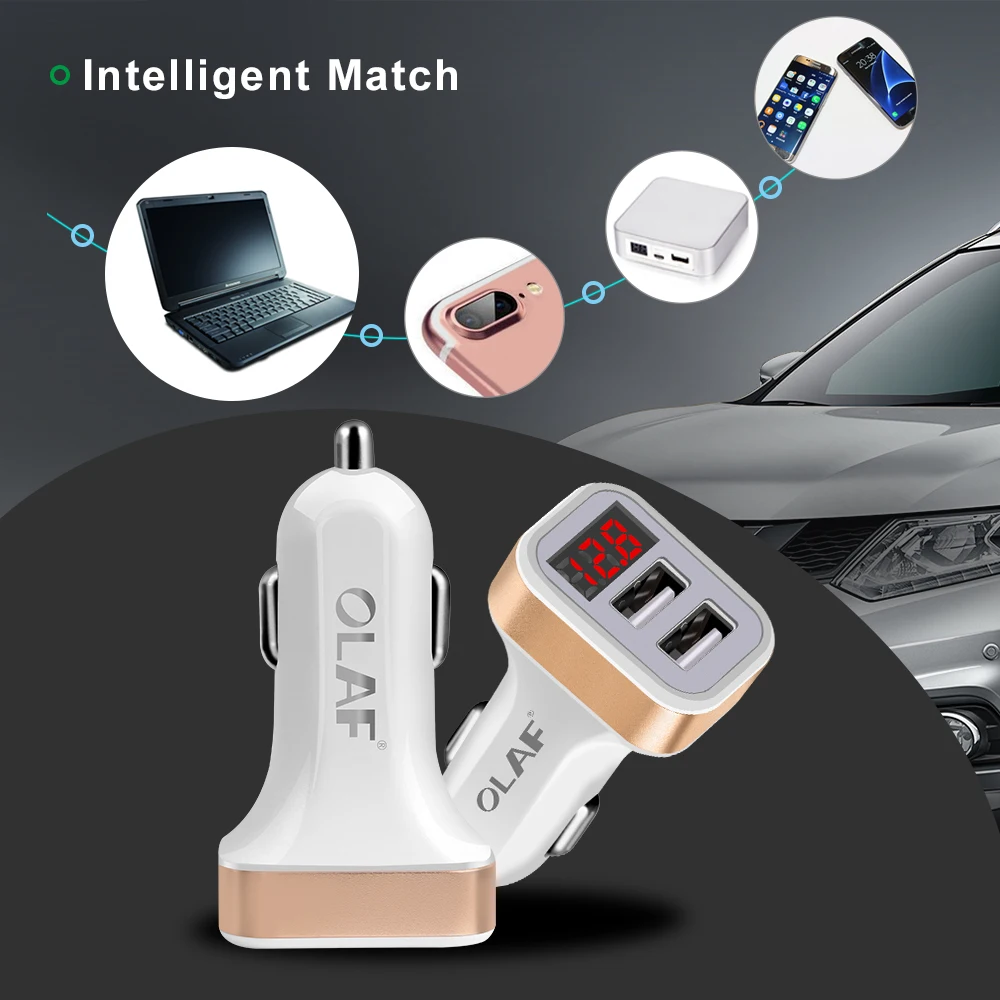 OLAF Dual USB Car Charger LED Digital Display GPS Auto Fast Charge Adapter USB Chargers For Samsung Xiaomi Tablet Car-Charger images - 6