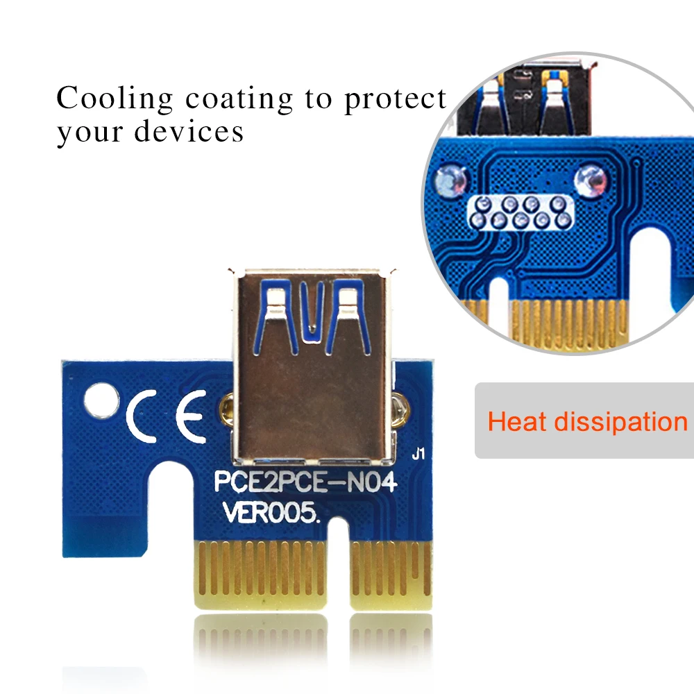 TISHRIC VER006C Riser Card PCI-E расширитель 1x до 16x PCI Express SATA 6Pin IDE питание для BTC Miner 60 см USB 3 0