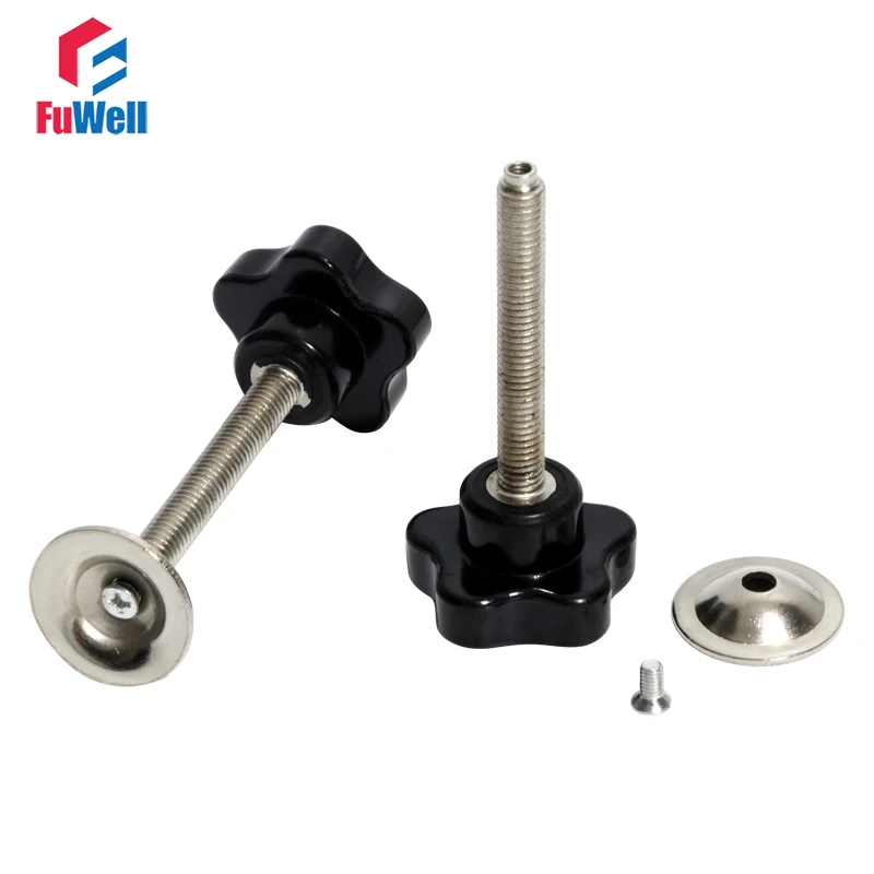 

2pcs M8 Star Knob Clamp With Plate Male Thread Bakelite Mechanical Black Thumb Nut 40mm Head Plum Tighten Nuts Handle