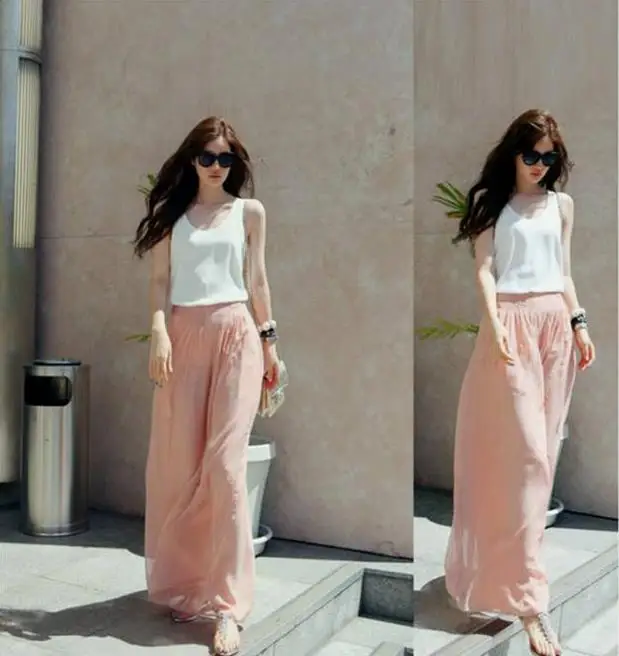 Женские шифоновые брюки с широкими штанинами Свободные повседневные высокой