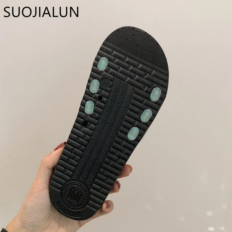 SUOJIALUN/Новинка; брендовые тапочки; женская летняя обувь с открытым носком; нескользящие домашние тапочки; пляжные вьетнамки; сандалии; шлепанцы