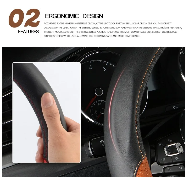 D Кольцо кожаный чехол рулевого колеса автомобиля для Volkswagen VW Golf 7 Mk7 GTI R Passat B8 Magotan Polo Jetta Scirocco
