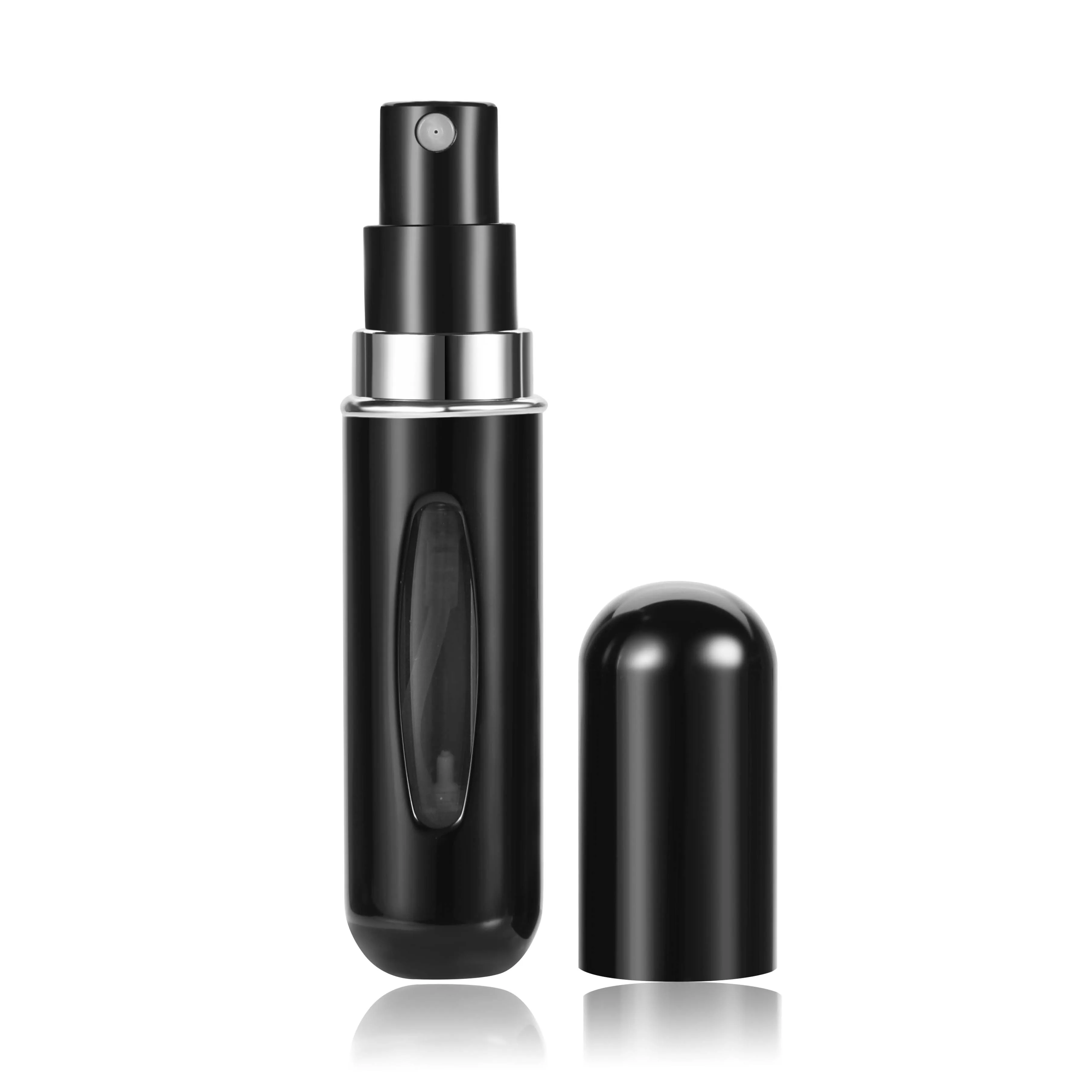 MUB-5ml мини многоразовая Удобная пустая бутылка для парфюмерии с распылителем насос алюминиевая спрей бутылка-контейнер для косметики путешествия Parfum подарок - Цвет: Black