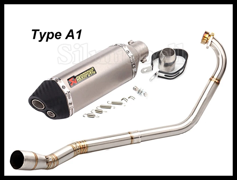 Type A1 Akrapovic мотоцикл выхлопной глушитель выхлопной трубы слипоны Escape мото полный Системы Труба среднего звена трубы для Yamaha YZF R15 выхлопной MT15 MT125 - Цвет: Type A1