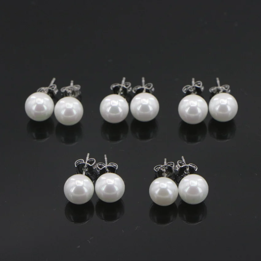 5 шт./комплект женские серьги гвоздики с искусственным жемчугом|pearl stud earrings|fashion