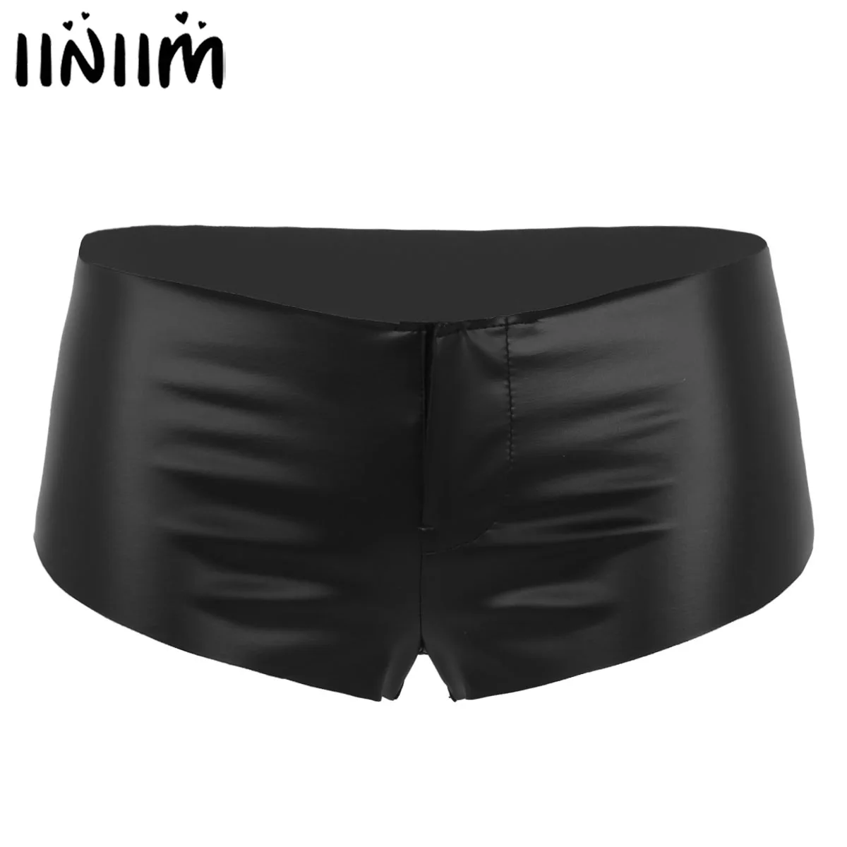 Iiniim/женские с мокрым эффектом из искусственной кожи с низкой талией мини Клубные шорты большой попой Соблазнительные шорты мини Полюс Штаны и юбки для танцев; обувь для ночного вечерние клубная одежда