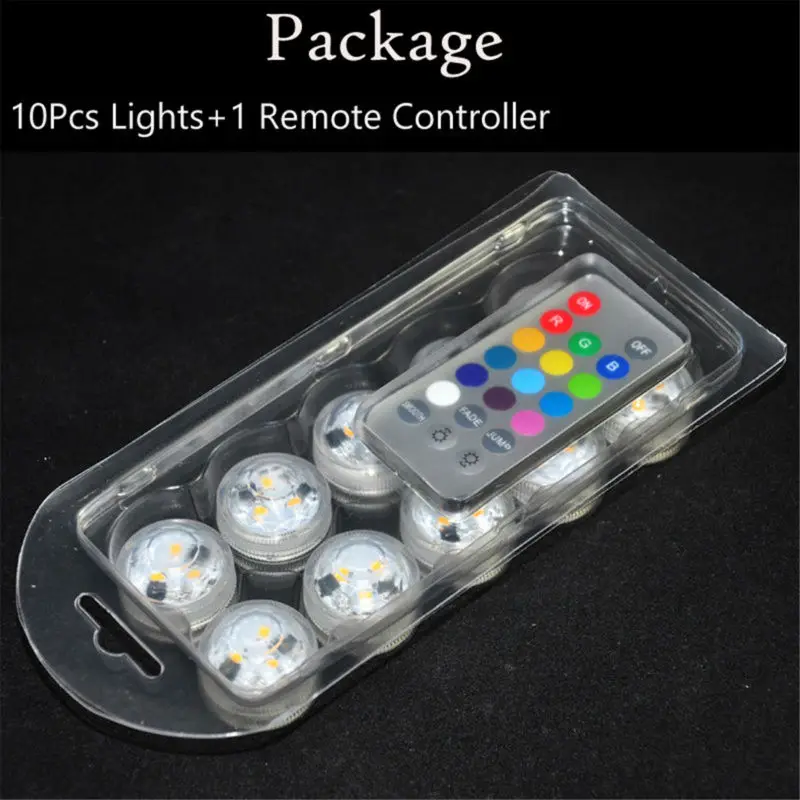 

12 pcs/Lot 3 LED Submersible Tea Lights Candle With Remote Control Replaceable Coin Battery Underwater Lamp