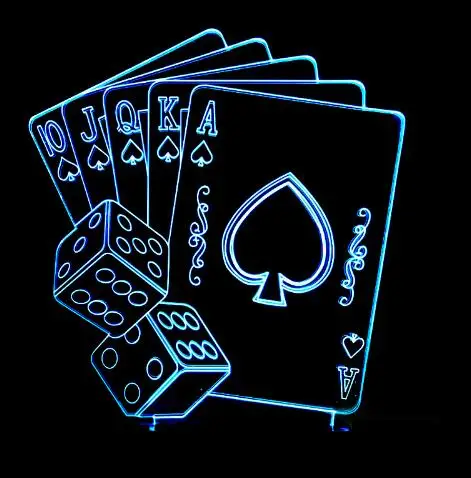 Poker 5 Складная 3D лампа для покера, 7 цветов, Настольный светильник, USB светодиодный светильник на батарейках, казино, 3D иллюзия, светодиодный светильник, новинка, подарки - Испускаемый цвет: Poker 5