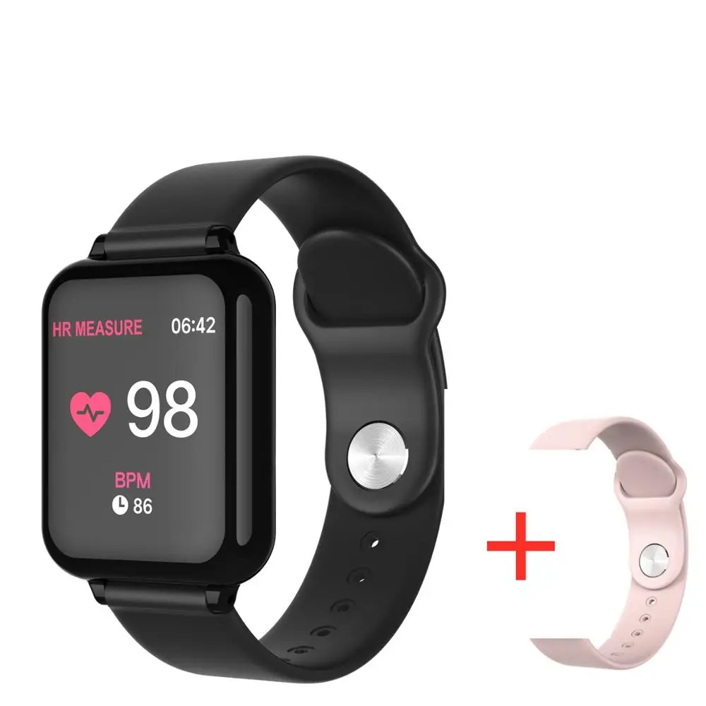 bk add 1 pink strap 696 B57 Смарт часы кровяное давление фитнес-трекер сердечного ритма IP67 Водонепроницаемый Bluetooth Смарт-браслет спортивные наручные часы - Цвет: bk add 1 pink strap