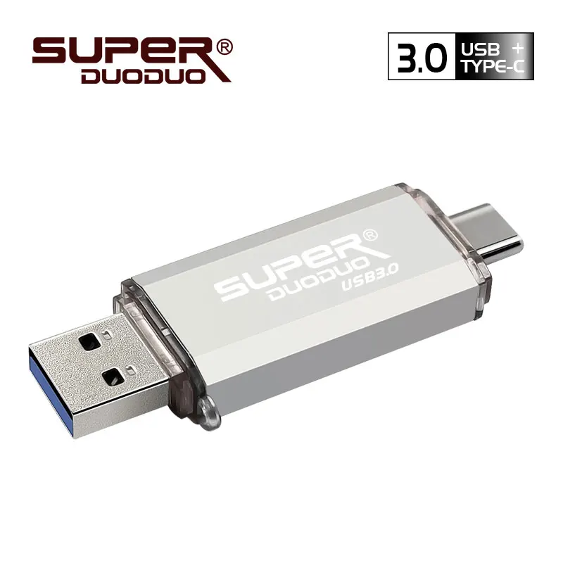 Silver Высокоскоростной флеш-накопитель USB 3,0 OTG type C 64 Гб 128 ГБ Micro Usb накопитель 16 ГБ 32 ГБ USB флеш-накопитель для устройств type-C - Цвет: Silver