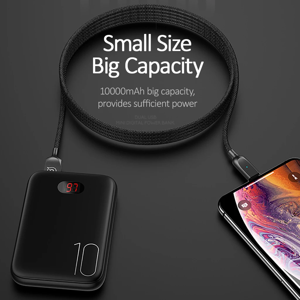 Внешний аккумулятор для xiaomi mi iPhone, USAMS mi ni Pover Bank 10000 мАч светодиодный дисплей внешний аккумулятор повербанк Быстрая зарядка