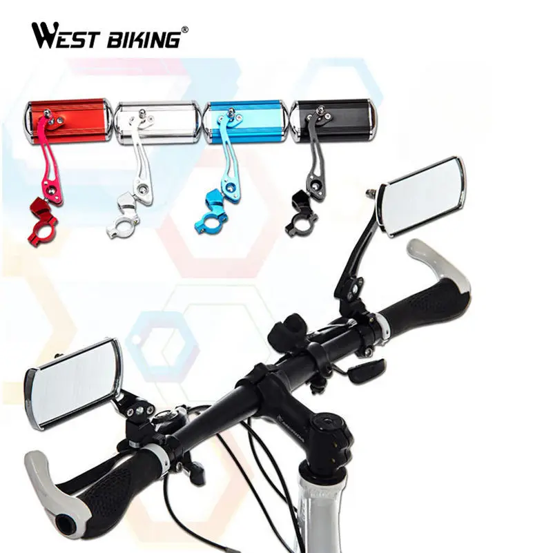 WEST BIKING, 1 пара, зеркало заднего вида для велосипеда, для езды на велосипеде, алюминиевый сплав, 22 мм, зеркало на руль, отражающее зеркала для велосипеда