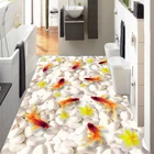 Настенные обои по фото на заказ, Современная галька, Золотая рыбка, 3D напольная плитка, фрески, для кухни, ванной комнаты, нескользящая водонепроницаемая ПВХ бумага для стен 3 D