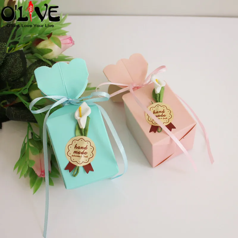 50 шт. подарочная коробка в форме вазы конфетная упаковка Calla Baby Shower коробки для