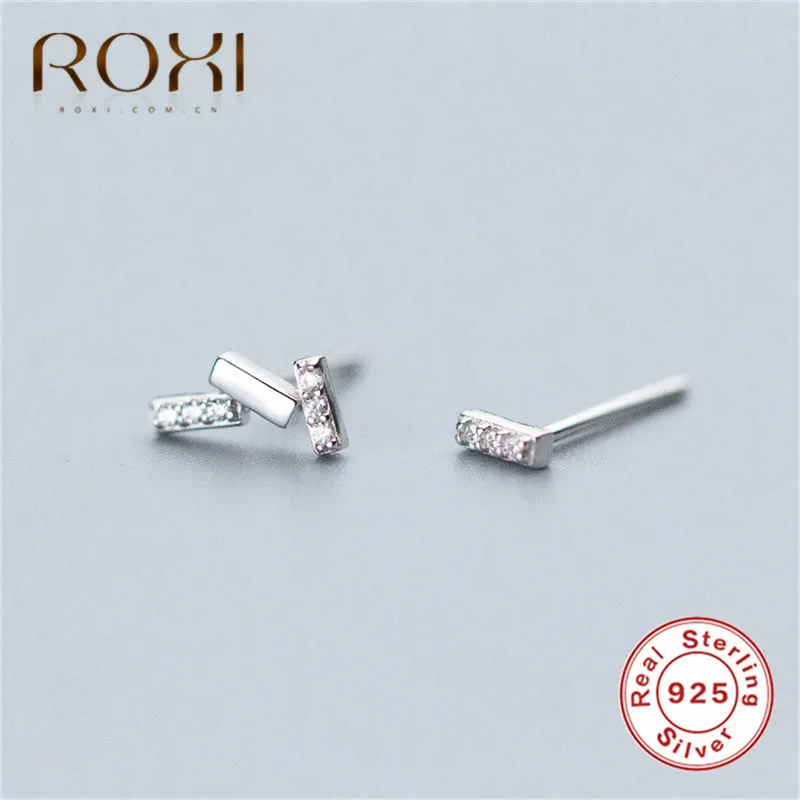 Серьги ROXI из чистого 925 пробы серебра для женщин, свадебные ювелирные изделия, модная серьга-гвоздик для пирсинга, маленькие серьги, кольцо для ушей