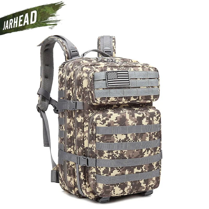 ACU Темно-синий Тактический штурмовой рюкзак 3P EDC Molle, мужской рюкзак для занятий спортом на открытом воздухе, альпинизмом 45L, охотничьей походной Оксфордской сумкой - Цвет: ACU