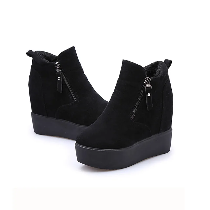2018 модные теплые женские зимние ботинки на платформе молнии Женская
