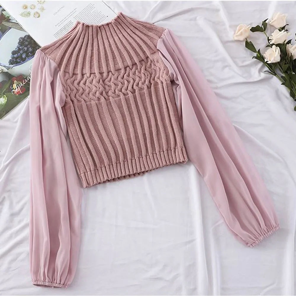 Women Fashion Long Sleeve Blouse Top Female Pullover Shirts Women Knit Stitching Blouse 2 Women Fashion Long Sleeve Blouse Top Female Pullover Shirts Women Knit Stitching Blouse 2