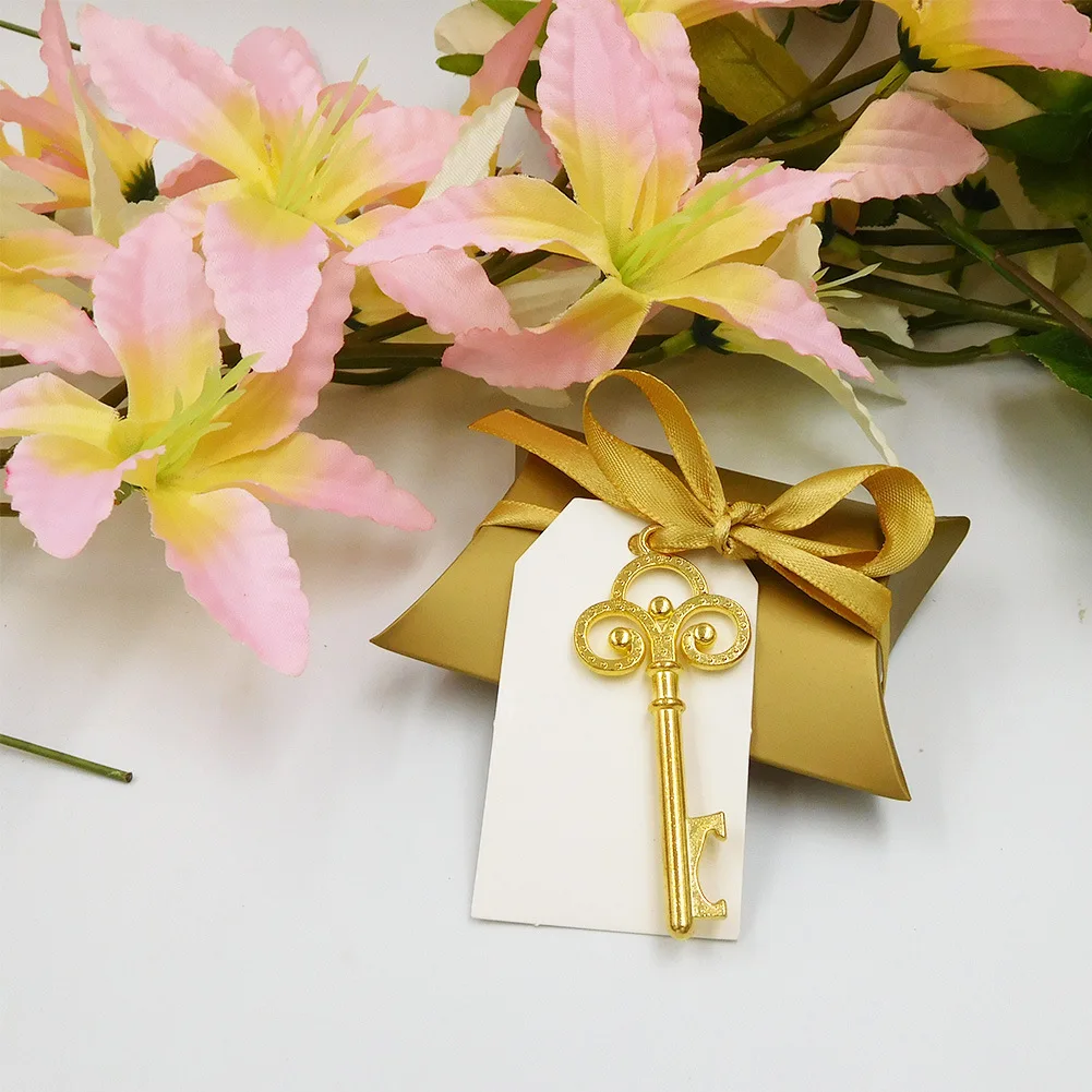 J-box-Gold-50set 50 набор открывалка+ веревка+ коробка открывалка для бутылок пива с биркой Серебряная форма ключа подарочные мешочки под конфеты специальные мероприятия поставки инструмент для бутылок пива - Цвет: J-box-Gold-50set