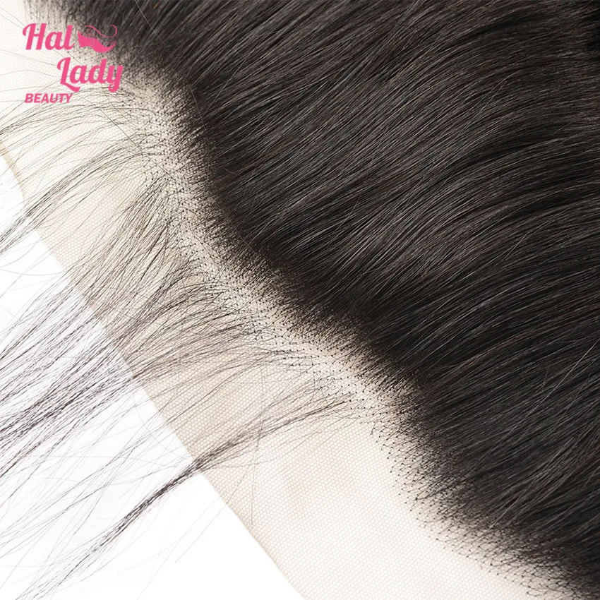 Halo Lady Ear to Ear Lace фронтальное Закрытие 13X4 часть с детскими волосами предварительно сорванные бразильские прямые человеческие волосы не реми волосы