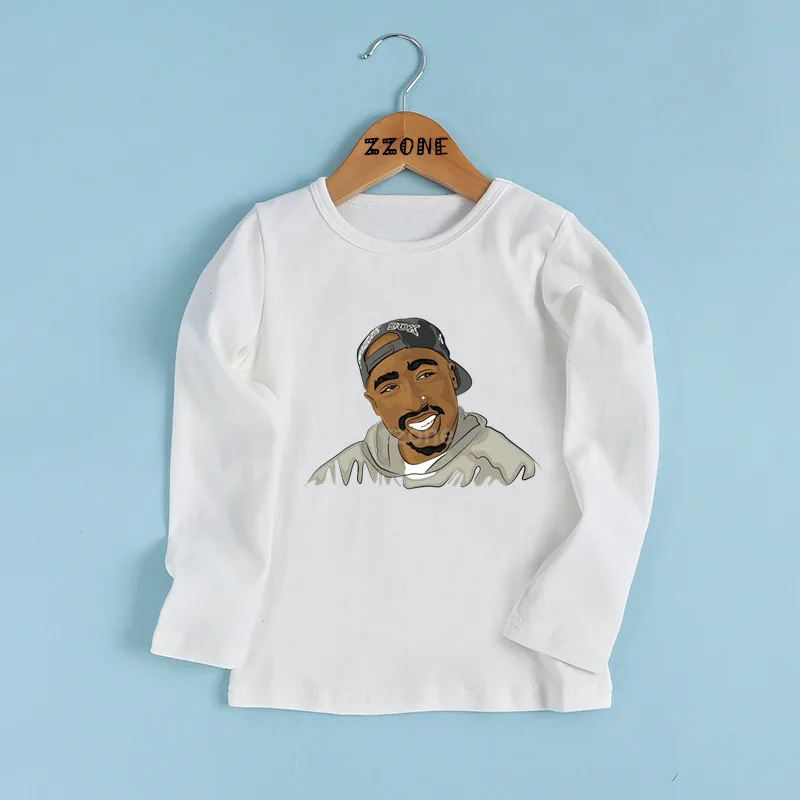 whiteN Детская футболка в стиле хип-хоп с принтом «Тупак 2pac» модная повседневная одежда для малышей белая футболка с длинными рукавами для мальчиков и девочек LKP287 - Цвет: whiteN