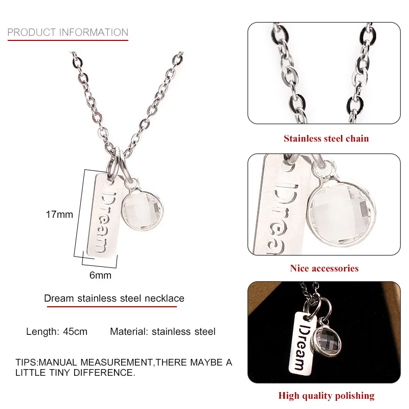 Hot Sell Birthstone Necklace Glass Stone Faith Dream Stainless Steel Encouraged Custom Necklaces Jewelry for Birthday Gift | Украшения и