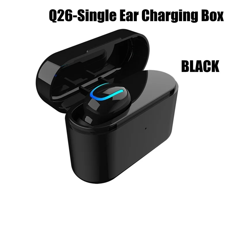 Q26 Single-Black Bluetooth 5,0 Беспроводной гарнитура Bluetooth наушники 3D стерео звук правда Беспроводной наушники TWS наушники-вкладыши с зарядный чехол - Цвет: Q26 Single-Black