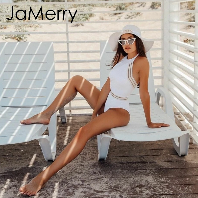 Jamerry, сексуальное, элегантное белое цельное бикини swimwearr Женская легкий костюм с шортами купальник, Одноцветный купальник, из Бах праздничные Семейные комплекты летнего боди