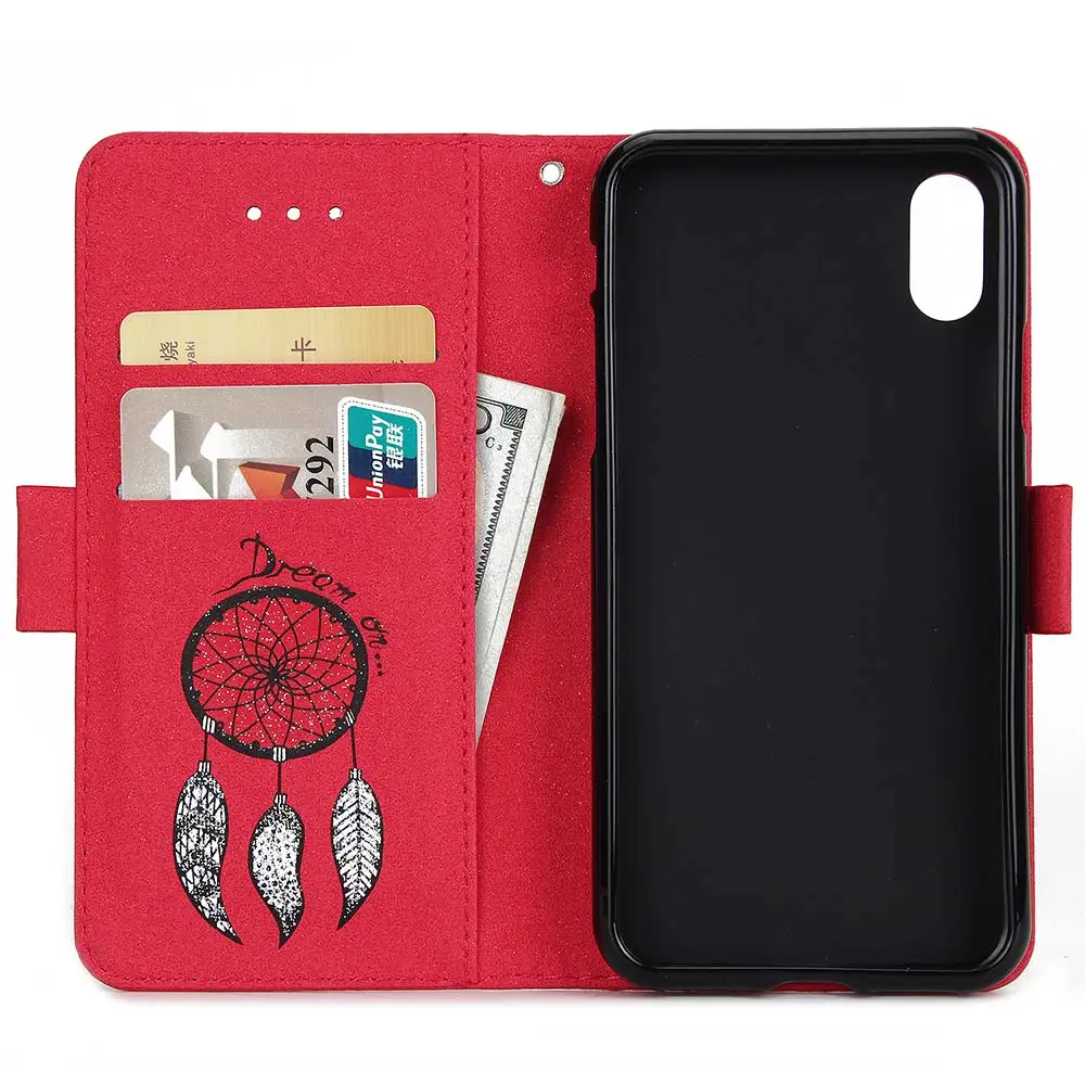 Кожаный чехол кошелек KISSCASE Dreamcatcher для iPhone 7 8 X XS Max XR с откидной крышкой и