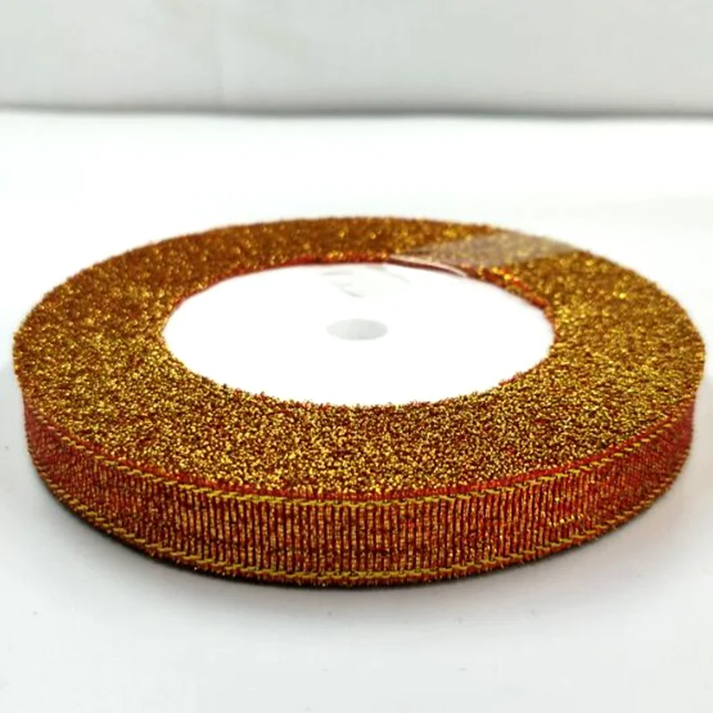 3/8 &quot(10 мм) 25 ярдов золотые металлические блестящие ленты DIY ремесла швейная ткань