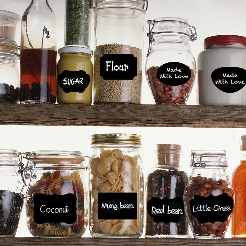 36 Pcs Waterproof Chalkboard Kitchen Spice Label Stickers Home Jam Jar Bottle Tags Blackboard Labels With Marker Pen | Дом и сад