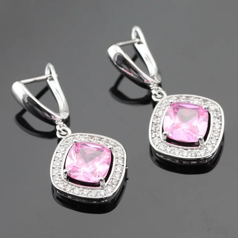 Светильник голубой розовый белый Фианит серебро серьги ювелирные изделия для
