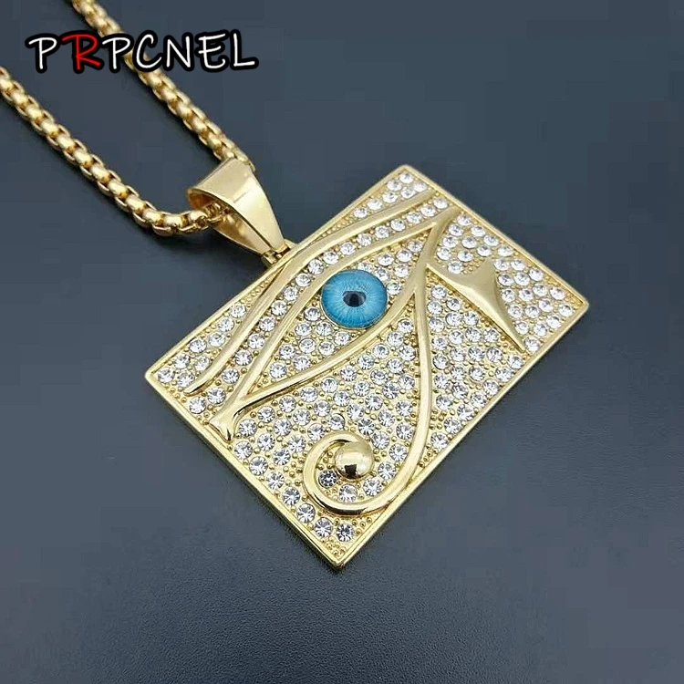 Ожерелье с квадратным кулоном Rock Eye of Horus сверкающее мужское ожерелье со