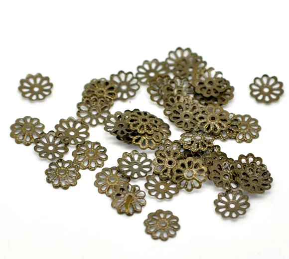 

Zinc metal alloy Beads Caps Flower Antique Bronze(Fits 10mm-14mm Beads)Flower Hollow Pattern 8mm x 8mm ,200 PCs new