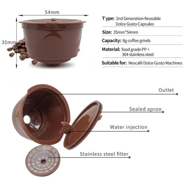 Многоразовые капсулы для кофе dolcegusto 1 шт. 13 цветов пластик многоразового
