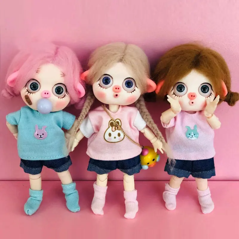 OB11 платье куклы Повседневная футболка Блузка 12 точек BJD узел одежда в виде поросенка аксессуары