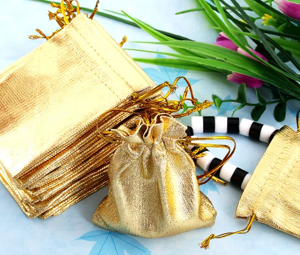 100Pcs/Lot Gold Organza Drawstring Pouch Jewellery Gift Bags 7*9cm | Украшения и аксессуары