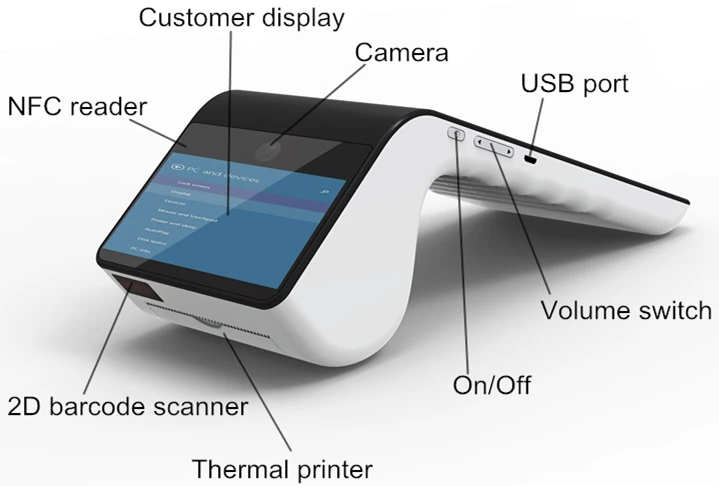 Мобильный сканер штрих-кода PT7003 android портативный rfid-считыватель nfc pos-терминал с