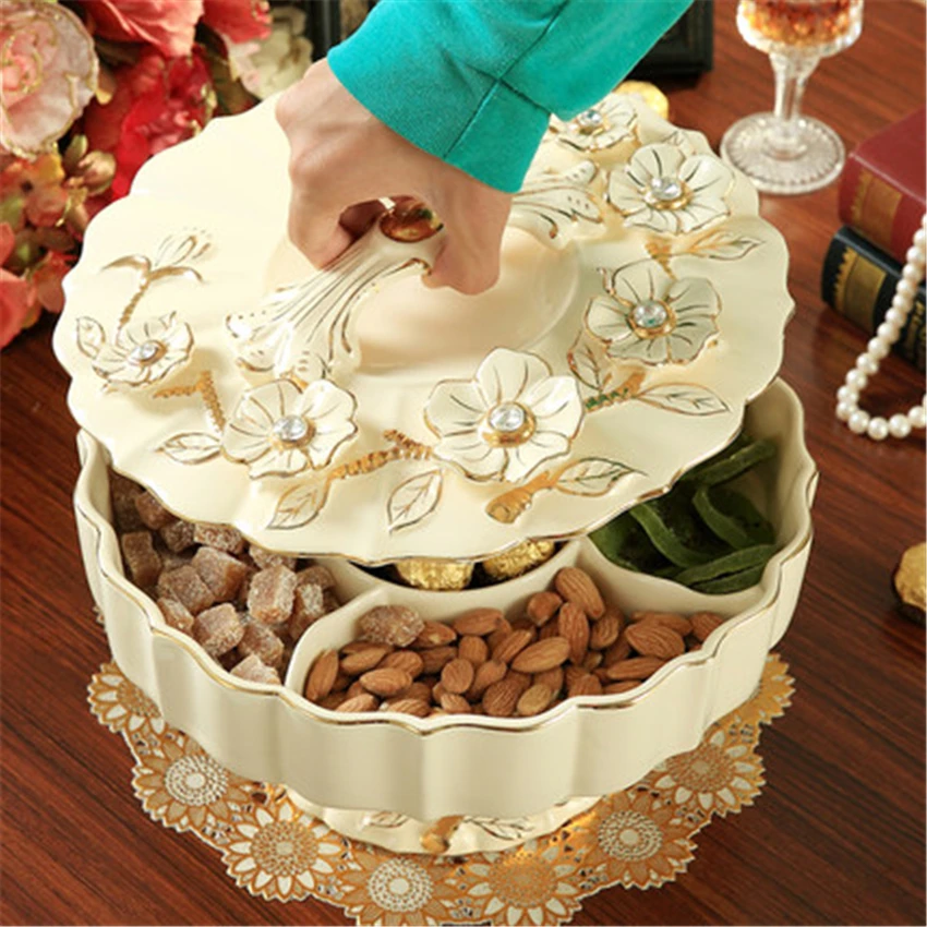 Керамическая вращающаяся коробка для хранения закусок конфет органайзер
