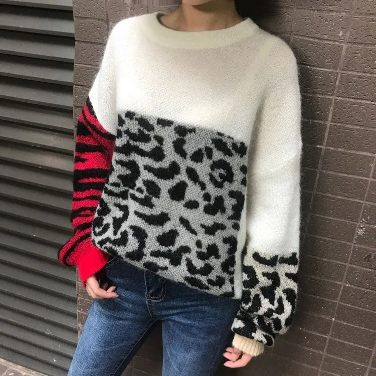 Женский трикотажный свитер с круглым вырезом длинным рукавом | Женская одежда