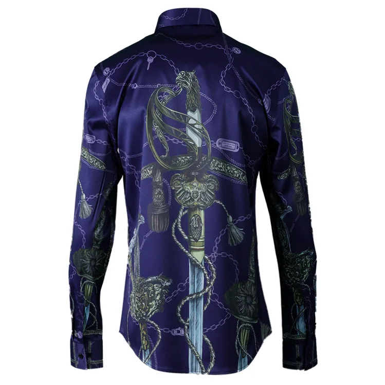 

new arrival Royal Sabre Men Printing Products Casual Shirts Square Collar fashion high quality long sleeve plus size MLXL-4XL