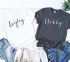 Футболка с коротким рукавом OKOUFEN Wifey and HUB, футболка для медового месяца для новорожденных, повседневная женская футболка с коротким рукавом, большой размер, Прямая поставка