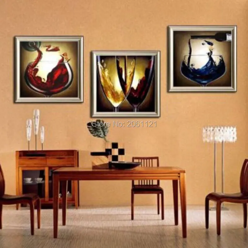 hand painted modern dining room decorative oil paintings champagne glass wall canvas art wine life painting picture decor | Дом и сад
