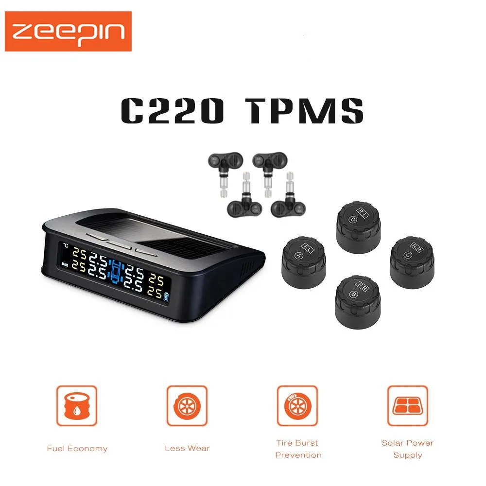 ZEEPIN C220 умный автомобиль TPMS солнечные системы мониторинга давления в шинах