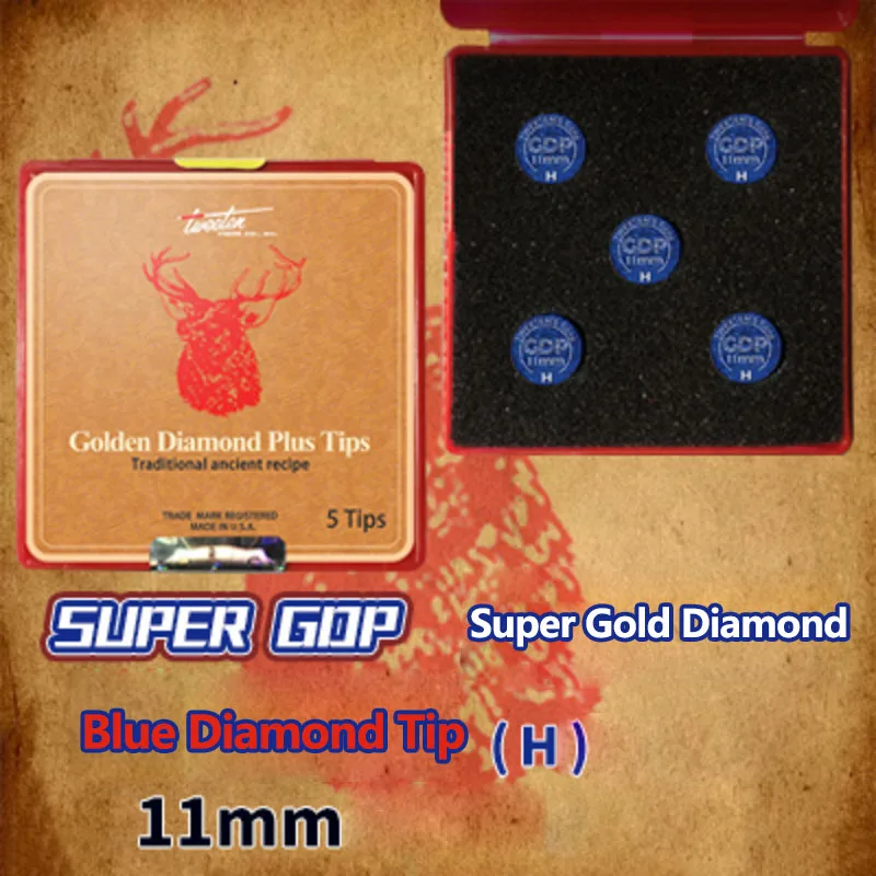 11mm H 5in1box SuperGold бриллиантовый синий наконечник отличный бильярдный наконечник для кия с аутентичным американским синим бриллиантовым логотипом - Цвет: 11mm H 5in1box